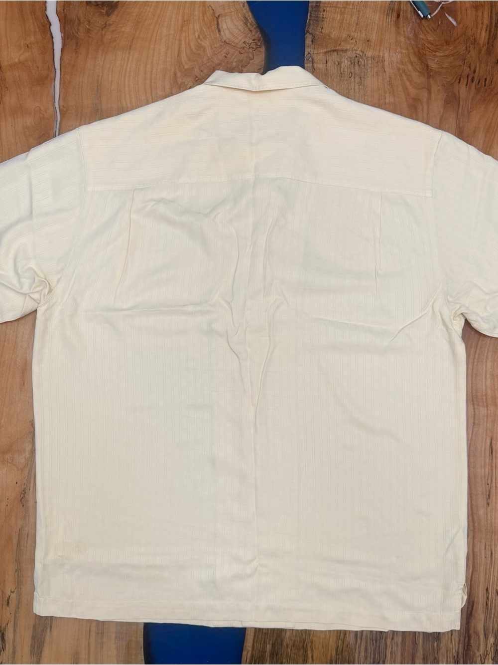 Tommy Bahama 100% Silk Shirt Men L Yellow Tonal Stripe Short Sleeve Resort - Picture 13 of 13
